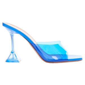Amina Muaddi Lupita clear spool lucite heel sandal